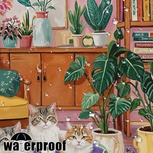 Boho Cute Cat Shower Curtain for Bathroom 72x72 Inch
