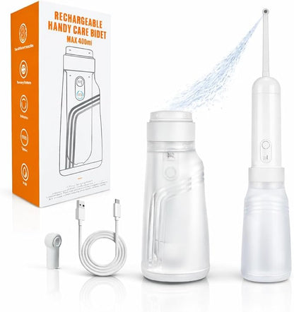 Portable Electric Travel Bidet – Rechargeable Personal Perineal Cleaner, Multiple Modes & Nozzles, for Women, Men, Babies & Postpartum Care 400ML(13.5Oz)