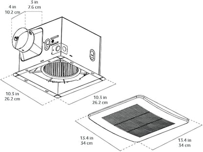 Amazon Basics AB-BV100 Bathroom Exhaust Fan, 110 CFM, 1.0 Sone, Ultra Quiet Operation, ENERGY STAR Certified, White
