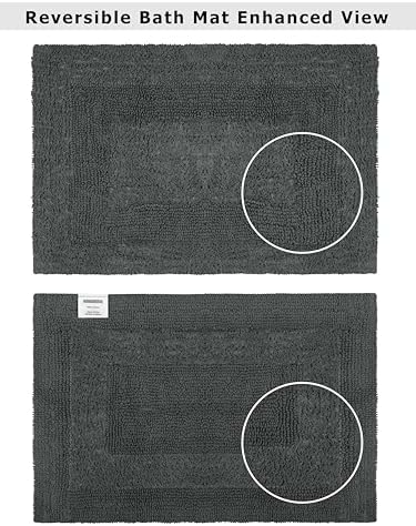 COTTON CRAFT Bath Rugs - 2 Pack Large 20x30 Soft Plush Bath Mats - Charcoal