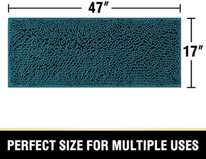H.VERSAILTEX Bathroom Rugs Bath Mats Non Slip Luxury Chenille Bathroom Runner Rug 47x17 Extra Soft and Absorbent Shaggy Rugs Washable Dry Fast Area Carpet Mats, Tub - Dark Teal
