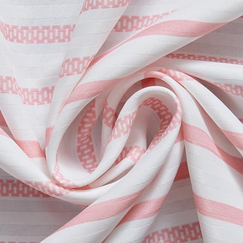 jinchan Pink and White Shower Curtain for Bathroom Modern Farmhouse Striped Waterproof Fabric Shower Curtain Set with 12 Hooks Machine Washable 70x72 Inches