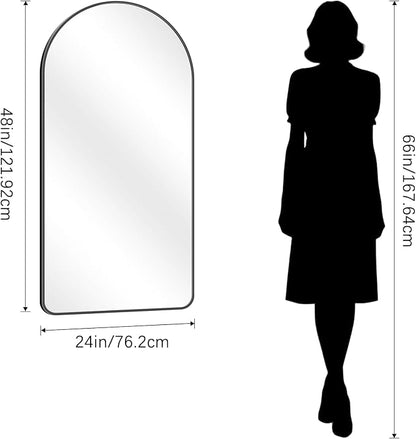 FORBATH Arched Mirror 24x48 Inch, Black Arched Mirror Wall Mounted Modern Black Aluminum Frame Decor Large for Dresser Bedroom Living Room Entryway, Hanging or Leaning Against Wall