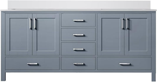 Jacques 60 in. W x 22 in. D Dark Grey Double Bath Vanity and White Quartz Top