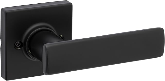 Kwikset Breton Dummy Door Handle, Single Sided Lever for Closets, French Double Doors, and Pantry, Matte Black Non-Turning Reversible Interior Push/Pull Lever, with Microban Protection