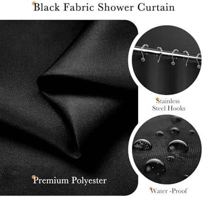 Bathroom Sets with Shower Curtain and Rugs, 22 Pcs Black Bathroom Accessories with Trash Can, Waterproof Shower Curtain, Bathroom Rugs Super Absorbent, Modern Bathroom Sets Complete Decor