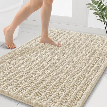 Smiry Bathroom Rugs 40X32, Extra Soft Rubber Backing Chenille Bath Mats