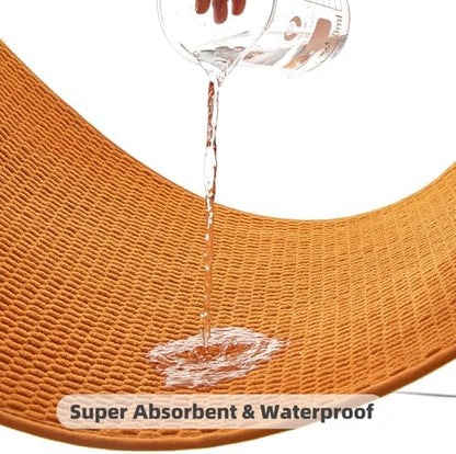 TYUU Bathroom Rugs Non Slip Washable, Super Absorbent Thin Bath Mat Quick Dry Low Pile Bathroom Rug, Orange 20"x48"