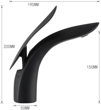 Faucet Modern Leaf Bathroom Basin Faucet Brass Single Lever Sink Tap with Hot Cold Water Mixer for Vanity(Chrome Short) Faucet