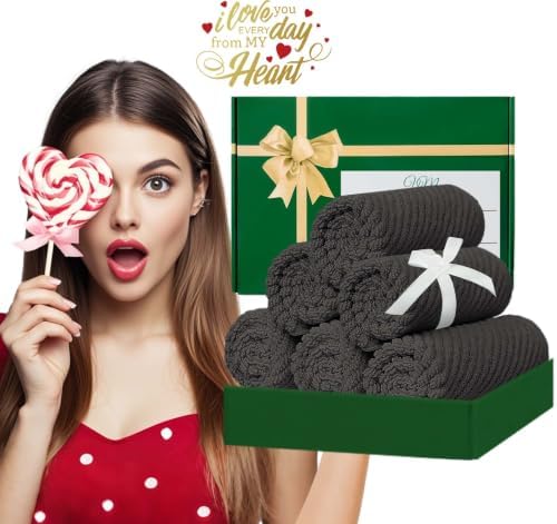 VOOVA & MOVAS Washcloths 6PC, 100% Cotton, 13x13 in, Dark Gray