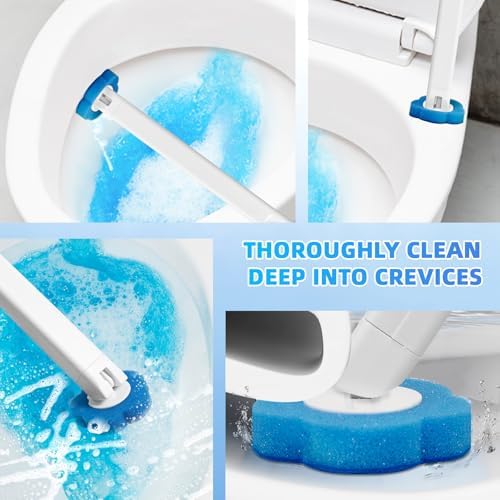 Disposable Toilet Brush with 48 Refills,Toilet Cleaning Supplies,Toilet Wand Brush Starter Kit,Wall Mounted Toilet Bowl Cleaner Brush with Holder for Bathroom Deep Cleaning & Hygiene (White)