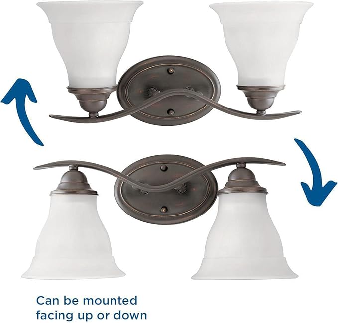 Progress Lighting Trinity Collection 2-Light Etched Glass Traditional Bath Vanity Light Antique Bronze