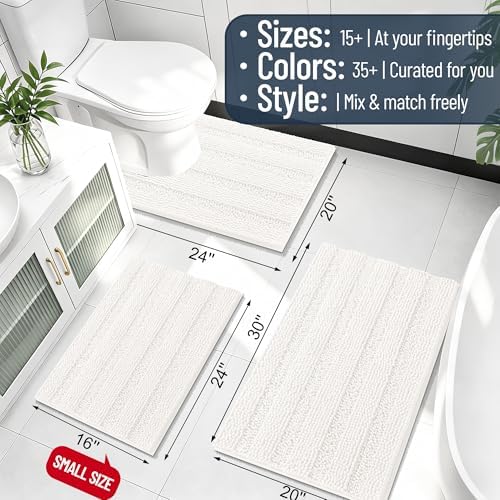 Smiry Thick Chenille Large Bathroom Runner Rugs 47x32, Soft Bath Mat, Ivory