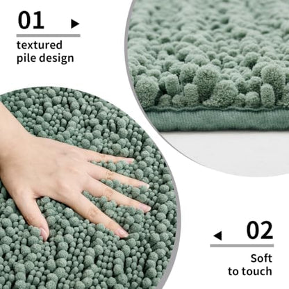 Disolla Sage Green Bathroom Runner Rug 24x60 Inch - Large Long Chenille Bath Mat, Thick Shaggy Plush Absorbent Floor Mat, Non-Slip Runner for Master Bathroom and Bedside