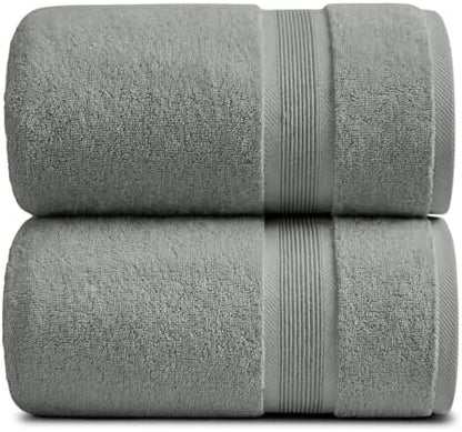 Luxury Bamboo Rayon Oversized Bath Towel Set | 2-Pack | Ultra Soft | Carbon
