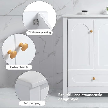 LZ LEISURE ZONE 48" Bathroom Vanity with Ceramic Sink Combo, Abundant Cabinet -4 Soft Close Doors and 2 Drawers, White