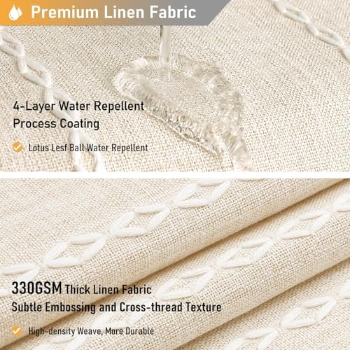 BTTN 72 x 90 Boho Linen Heavy Duty Cloth Shower Curtain Set, Cream/Beige