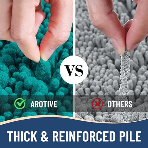 Arotive Bathroom Rugs Mat 47x24, Soft Absorbent Chenille Shaggy Bath Mat