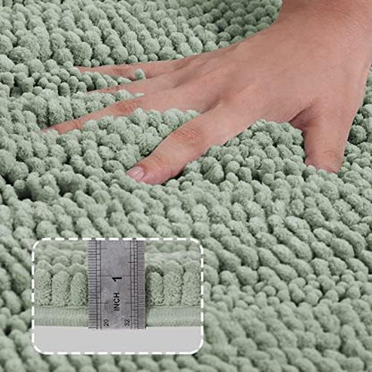 Turquoize Bathroom Rug Set, 2 Piece Soft Absorbent Chenille Bath Rug Set