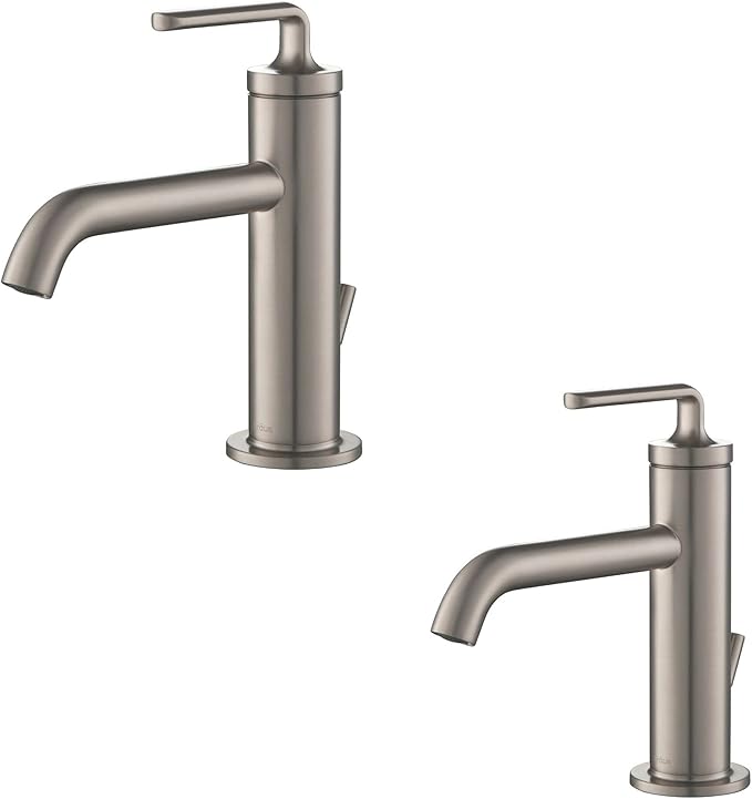 KRAUS Ramus Single Handle Bathroom Sink Faucet with Lift Rod Drain in Spot Free Stainless Steel, KBF-1221SFS-2PK