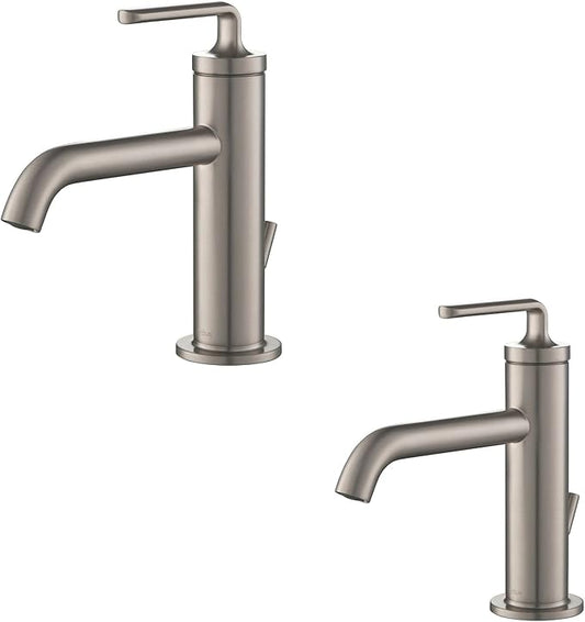 KRAUS Ramus Single Handle Bathroom Sink Faucet with Lift Rod Drain in Spot Free Stainless Steel, KBF-1221SFS-2PK