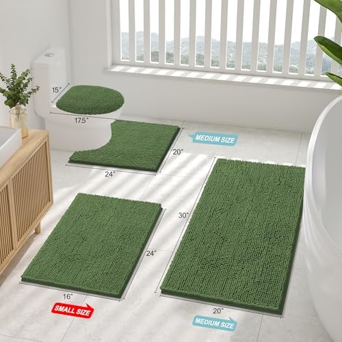 Smiry Toilet Rugs U-Shaped 20x20, Extra Soft Absorbent Contoured Bath Mat