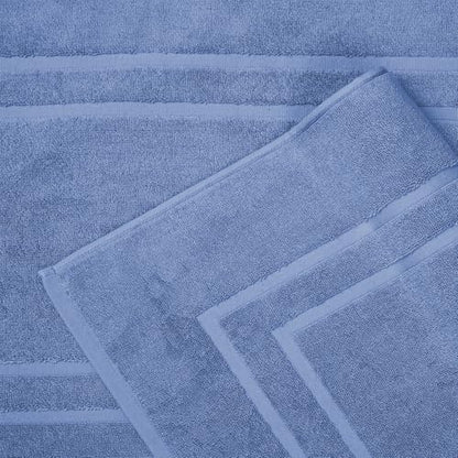 Feather & Stitch 2 Piece Towel Like Bath Mats (30x21 Inch) 100% Cotton Terry Bath Mats, Bathroom Shower Floor Mats [NOT A Bathroom Rug], Soft Absorbent Washable Mats - Faded Denim