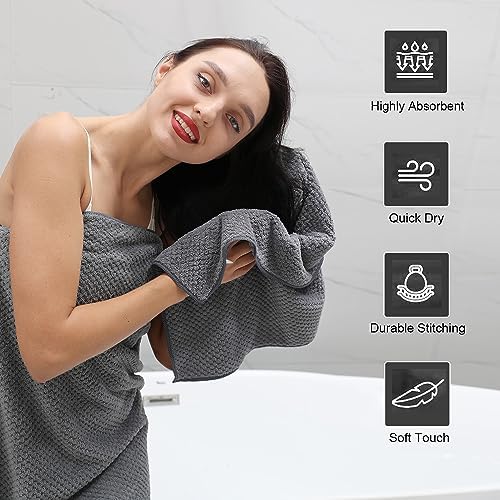 Hand Towels Set 2 Pack-16“x31”,Ultra Soft Microfibers Bathroom Towel Set Highly Absorbent Quick Dry Luxury Premium Towel Lightweight Durable Hand Towel Collection for Hotel Spa Gym Kitchen,Grey