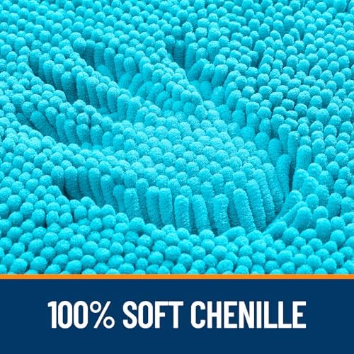 OLANLY Chenille Bathroom Rugs Mats Sets 2 Piece, 30"x20"+24"x20", Aqua Sky