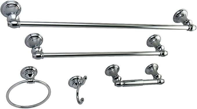 Kingston Brass BAHK2612478C Provence 5-Piece 18-Inch and 24-Inch Towel Bars Bathroom Accessory Set in Polished Chrome