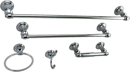 Kingston Brass BAHK2612478C Provence 5-Piece 18-Inch and 24-Inch Towel Bars Bathroom Accessory Set in Polished Chrome
