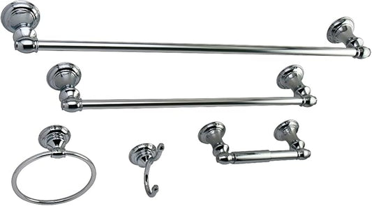 Kingston Brass BAHK2612478C Provence 5-Piece 18-Inch and 24-Inch Towel Bars Bathroom Accessory Set in Polished Chrome