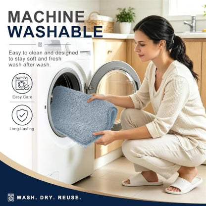 OLANLY Microfiber Bathroom Runner Rugs 47x17, Soft Bath Mat, Airy Blue