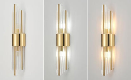 Sconces wall set of 2, Gold sconces wall set of 2, 2-Light Modern Brushed Titanium Gold Wall Sconce, Scones lighting, Modern wall sconces, for Living Room, Bathroom, Vanity, Staircase, Hallway