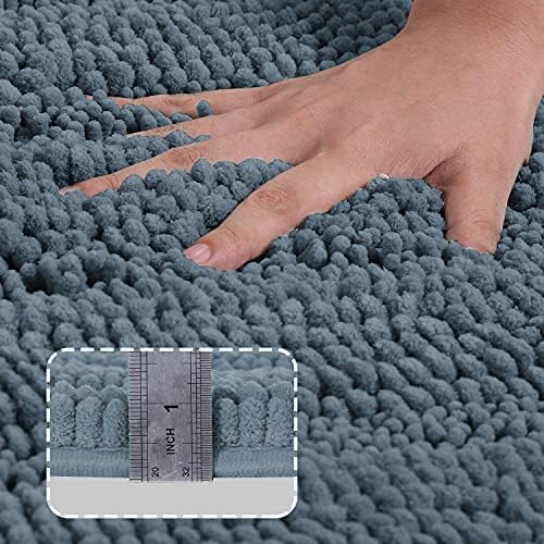 Turquoize Bathroom Rug 24"x36", Absorbent Chenille Bath Rug, Stone Blue