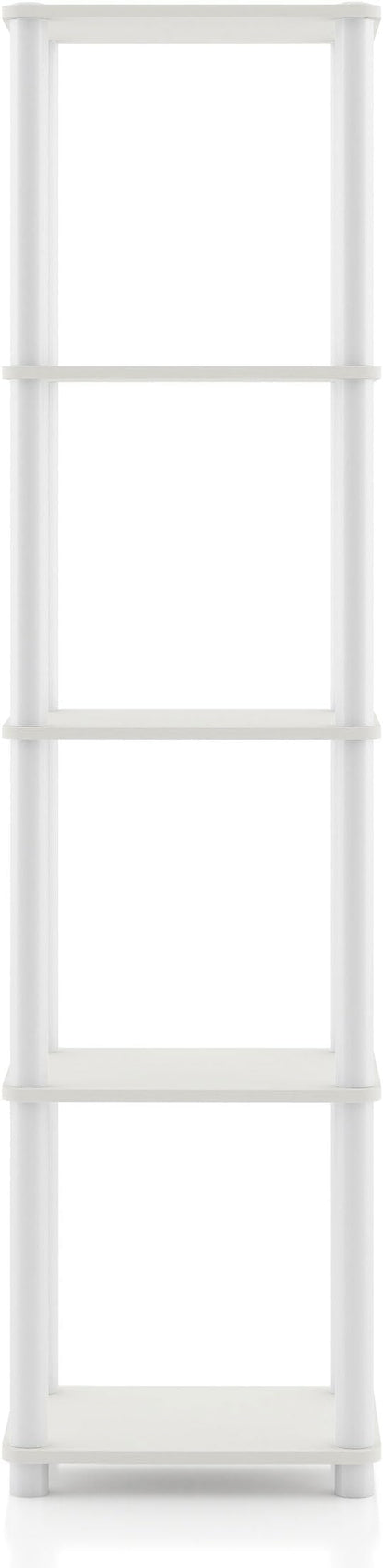 Homes: Inside + Out Apexa Modern 5-Tier Narrow Shelving Units, Collectibles Display Shelves, Easy Assembly Standing Shelf, Home Storage Organizer for Living Room, Bedroom, Office, White