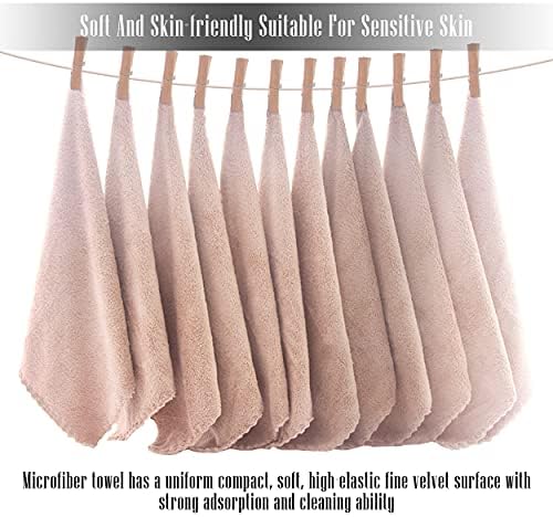 TENSTARS 12 Pack Premium Washcloths Set - Quick Drying - Soft Microfiber Coral Velvet Highly Absorbent Wash Clothes - Multipurpose Use as Bath Fitness, Spa, Facial, Fingertip Towel (Brown)