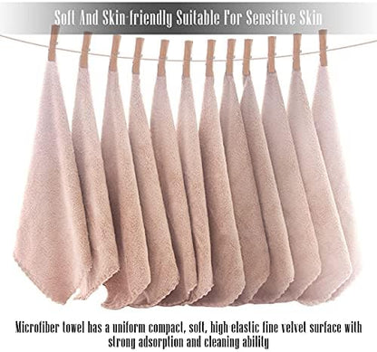 TENSTARS 12 Pack Premium Washcloths Set - Quick Drying - Soft Microfiber Coral Velvet Highly Absorbent Wash Clothes - Multipurpose Use as Bath Fitness, Spa, Facial, Fingertip Towel (Brown)