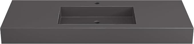 SJ Star&Jane 48" x 19" Solid Surface Bathroom Sink, Wall-Mount or Countertop Vessel Sink, Rectangle Floating Vanity Sink in Gray, Durable Modern Design