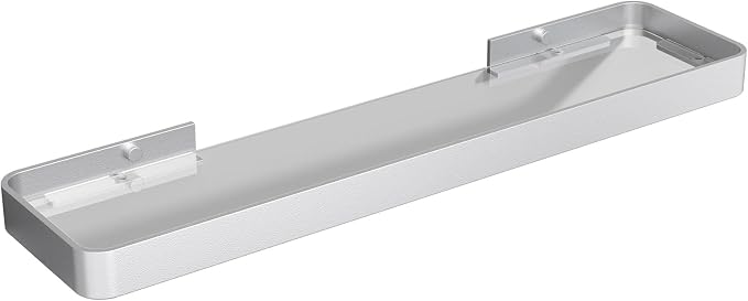 20 Inch Long Floating Shelf, Clear Tempered Glass Wall Shelf with Matte Silver Aluminum Frame - Spacious and Stylish Storage for Your Home