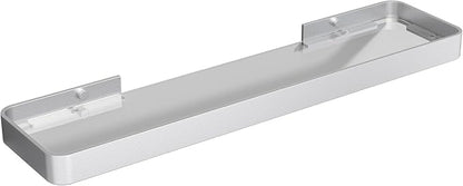 20 Inch Long Floating Shelf, Clear Tempered Glass Wall Shelf with Matte Silver Aluminum Frame - Spacious and Stylish Storage for Your Home