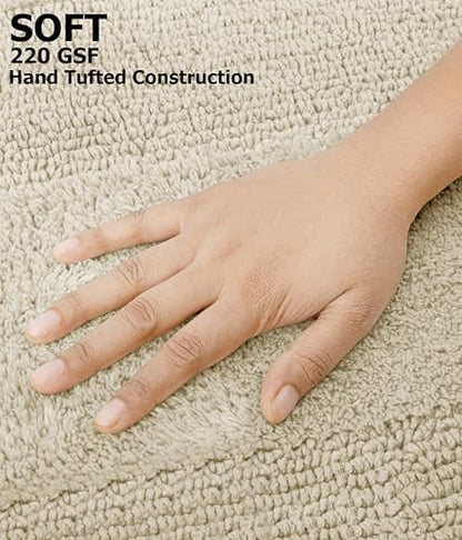 COTTON CRAFT 2 Pack Reversible Bath Mat - Soft Plush Bath Rug -20x30- Linen