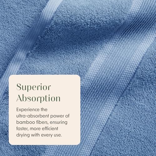 Luxury Bamboo Rayon Oversized Bath Towel Set | 2-Pack | Ultra Soft | Blue
