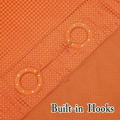 Gibelle No Hook Cloth Burnt Orange Shower Curtain with Liner, 72x80