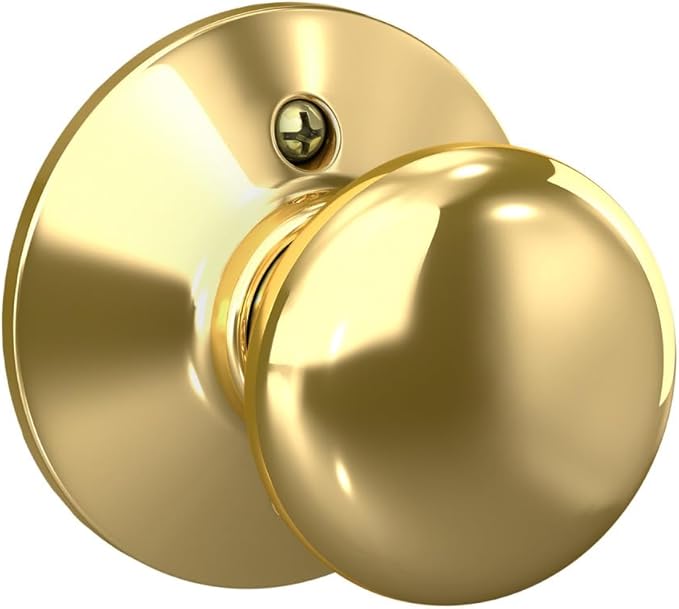 Schlage F170 PLY 605 Plymouth Door Knob, One Sided Non-Turning Dummy Door Handle, Bright Brass