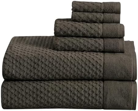 Great Bay Home Bath Towels - 100% Cotton 6 Piece Bath Sheet Set - Diamond Waffle Weave - Absorbent, Durable, Quick-Dry Towels for Bathroom (Midnight)