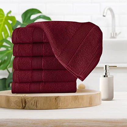 Belizzi Home Ultra Soft 6-Piece Hand Towel Set 16x28-100% Ringspun Cotton - Durable & Highly Absorbent Hand Towels - Ideal for use in Bathroom, Kitchen, Gym, Spa & General Cleaning - Burgundy