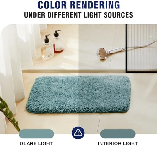 TECHMILLY Super Soft Shaggy Bathroom Rugs, Absorbent Thick Non Slip Microfiber Bath Rugs, Quick Dry Machine Washable Bath Mat for Bathroom Floor, Bathtub and Shower 17"x24"