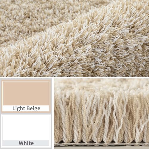 Yimobra Bathroom Runner Rug Non Slip 70x24,Long Bath Mat, Light Beige&White