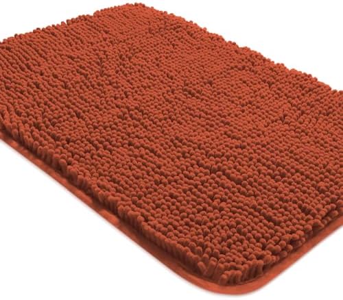 Yeaban Chenille Rust Bathroom Rug 20"x32", Non-Slip Rubber Backing